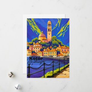 Kotor Montenegro Travel Art Postcard, Kotor Travel Feestdagenkaart
