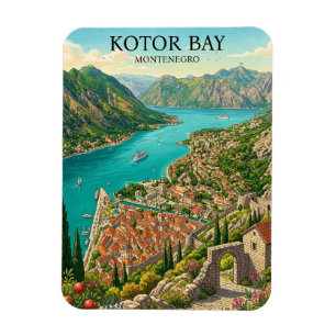 Kotorbaai Montenegro Retro Vintage Reis Magneet