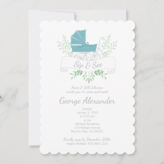  kotter of meisje SIP & SEE blue pram Kaart (Voorkant)