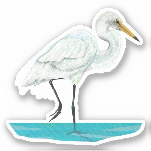 Kotuku Witte reiger Sticker (Voorkant)