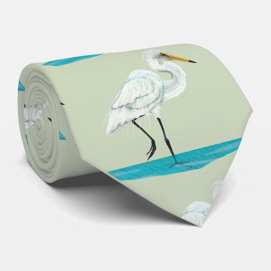 Kotuku Witte reiger Stropdas (Opgerold)