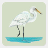 Kotuku Witte reiger Vierkante Sticker (Voorkant)