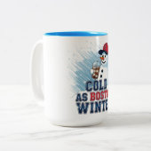 Koud als Bostonse Winter Tweekleurige Koffiemok (Voorkant links)