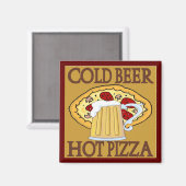 Koud bier, Hot Pizza Tshirts Magneet (Voorkant / Achterkant)