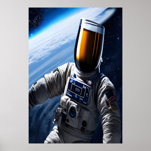 Koud bier in een ruimtepak | AI Art Poster (Voorkant)