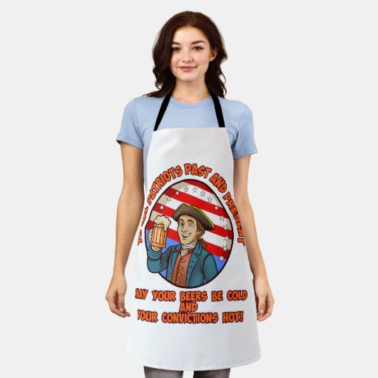 Koud bier op 4 juli schort (Gedragen)