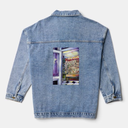 Koud Brew in een Hot Deli Denim Jacket (Achterkant)