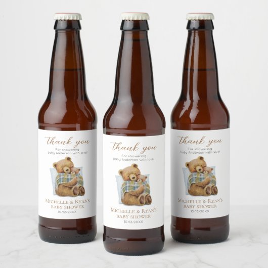 Koud buiten Beer Teddy Bear Baby shower Bier Etiket (Flessen)