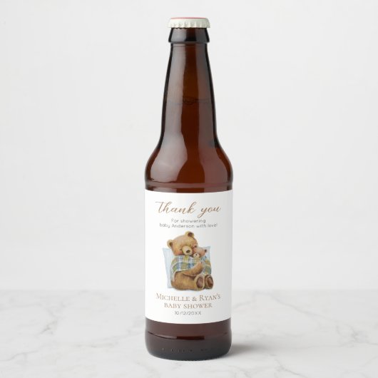 Koud buiten Beer Teddy Bear Baby shower Bier Etiket (Voorkant)