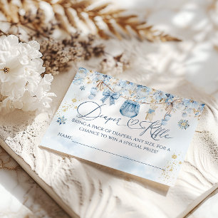 Koud Buiten Blauw ClothestLine Baby shower Luier Informatiekaartje