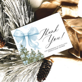 Koud buiten Blue Bow Baby shower Dank u Kaart