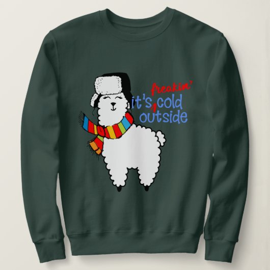 Koud buiten de lelijke kersttrui Funny Llama Trui (Design voorkant)