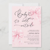 Koud Buiten Elegante Roze Bogen Meisje Baby shower Kaart (Voorkant)