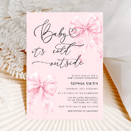 Koud Buiten Elegante Roze Bogen Meisje Baby shower Kaart