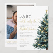 Koud Buiten Foto QR Code Kerst Baby shower Kaart (Voorkant / Achterkant)