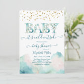 Koud Buiten geslacht Neutraal Baby shower Uitnodig (Staand voorkant)
