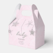 Koud Buiten Glitter Sneeuwvlokken Roze Baby shower Bedankdoosjes (Achterkant)