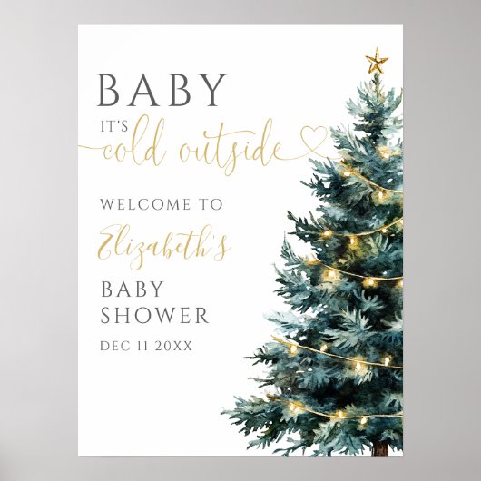 Koud Buiten Kerst Baby shower Welkomstbord Poster (Voorkant)