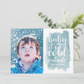Koud buiten Kerst foto Feestdagenkaart (Staand voorkant)