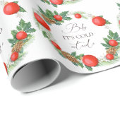 Koud Buiten Kerst Krans Winter Baby shower Cadeaupapier (Rol Hoek)