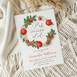 Koud Buiten Kerst Krans Winter Baby shower Kaart