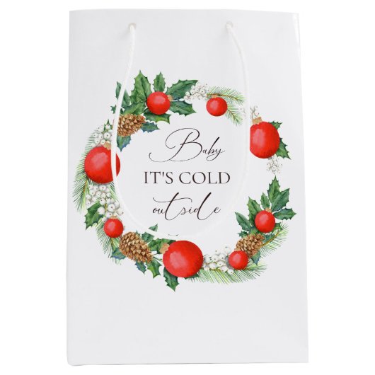 Koud Buiten Kerst Krans Winter Baby shower Medium Cadeauzakje (Voorkant)
