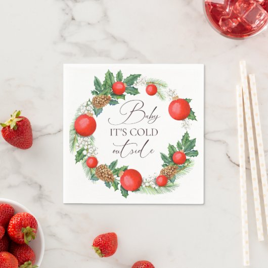 Koud Buiten Kerst Krans Winter Baby shower Servet (Insitu)