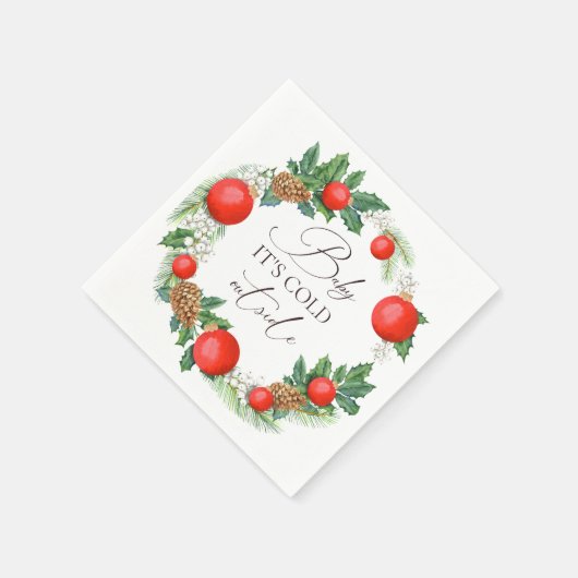 Koud Buiten Kerst Krans Winter Baby shower Servet (Hoek)