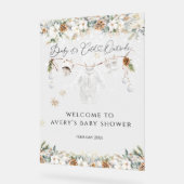 Koud Buiten Kleding Line Baby shower Welkom Acryl Bord (Hoek)