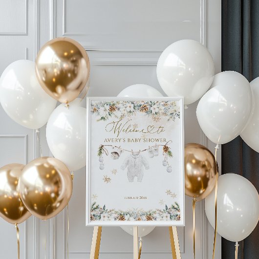 Koud Buiten Kleding Line Baby shower Welkom Poster