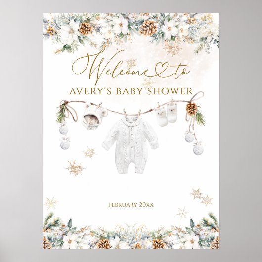 Koud Buiten Kleding Line Baby shower Welkom Poster (Voorkant)