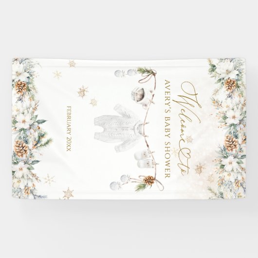 Koud Buiten Kleding Line Baby shower Welkom Spandoek (Horizontaal)