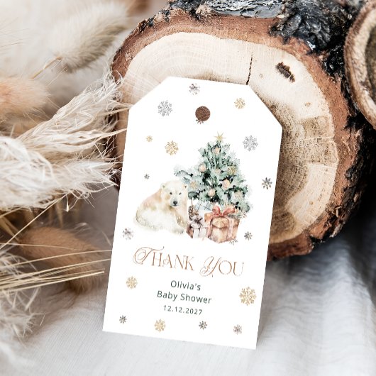 Koud buiten Polar Beer Baby shower Dank u Cadeaulabel