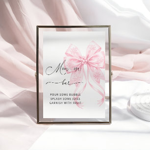Koud Buiten Roze Bow Baby shower Mom-osa Bar Poster