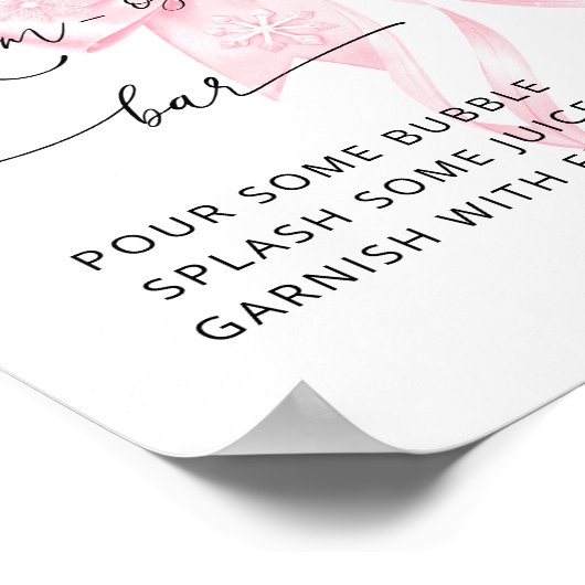 Koud Buiten Roze Bow Baby shower Mom-osa Bar Poster (Hoek)