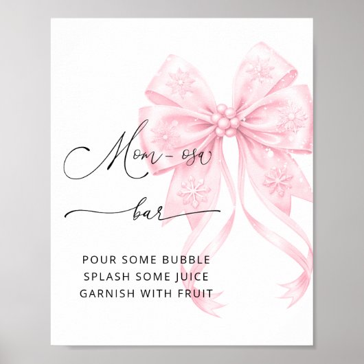 Koud Buiten Roze Bow Baby shower Mom-osa Bar Poster (Voorkant)