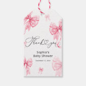Koud Buiten Roze strik Baby shower Dank u Cadeaulabel (Voorkant)