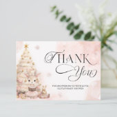 Koud Buiten Roze Winter Baby shower Dank u Kaart (Staand voorkant)