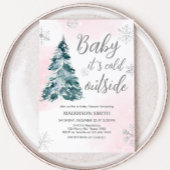 Koud Buiten Roze Winter Baby shower Kaart