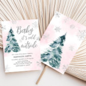 Koud Buiten Roze Winter Baby shower Kaart