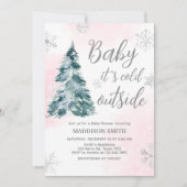 Koud Buiten Roze Winter Baby shower Kaart (Voorkant)