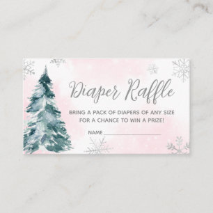 Koud Buiten Roze Winter Baby shower Luier Raffle Informatiekaartje