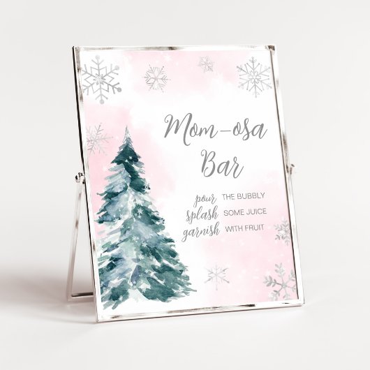 Koud Buiten Roze Winter Baby shower Moeder Osa Bar Poster