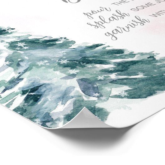 Koud Buiten Roze Winter Baby shower Moeder Osa Bar Poster (Hoek)