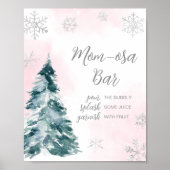 Koud Buiten Roze Winter Baby shower Moeder Osa Bar Poster (Voorkant)