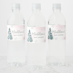 Koud Buiten Roze Winter Baby shower Waterfles Etiket