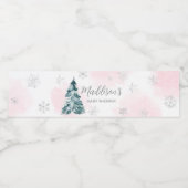 Koud Buiten Roze Winter Baby shower Waterfles Etiket (Enkel label)