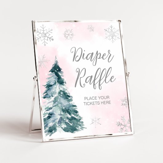 Koud Buiten Roze Winter Luier Raffle Poster