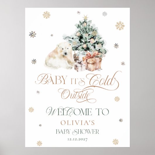 Koud Buiten Schattige Polar Beer Baby shower Welko Poster (Voorkant)