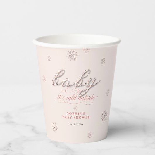 Koud Buiten Sneeuwvlokken Glitter Winter Baby show Papieren Bekers (Voorkant)
